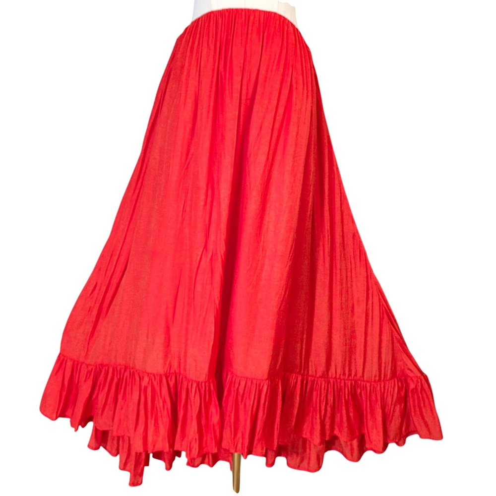 Easel High Low Maxi Skirt Womens Large Red Excellent Condition Ruffle Boho - Picture 4 of 10